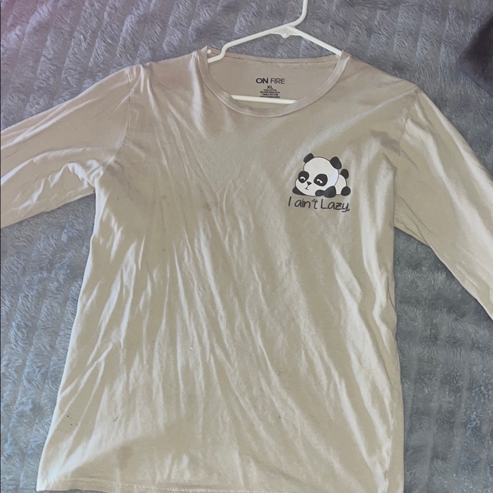 Long sleeve tan panda shirt